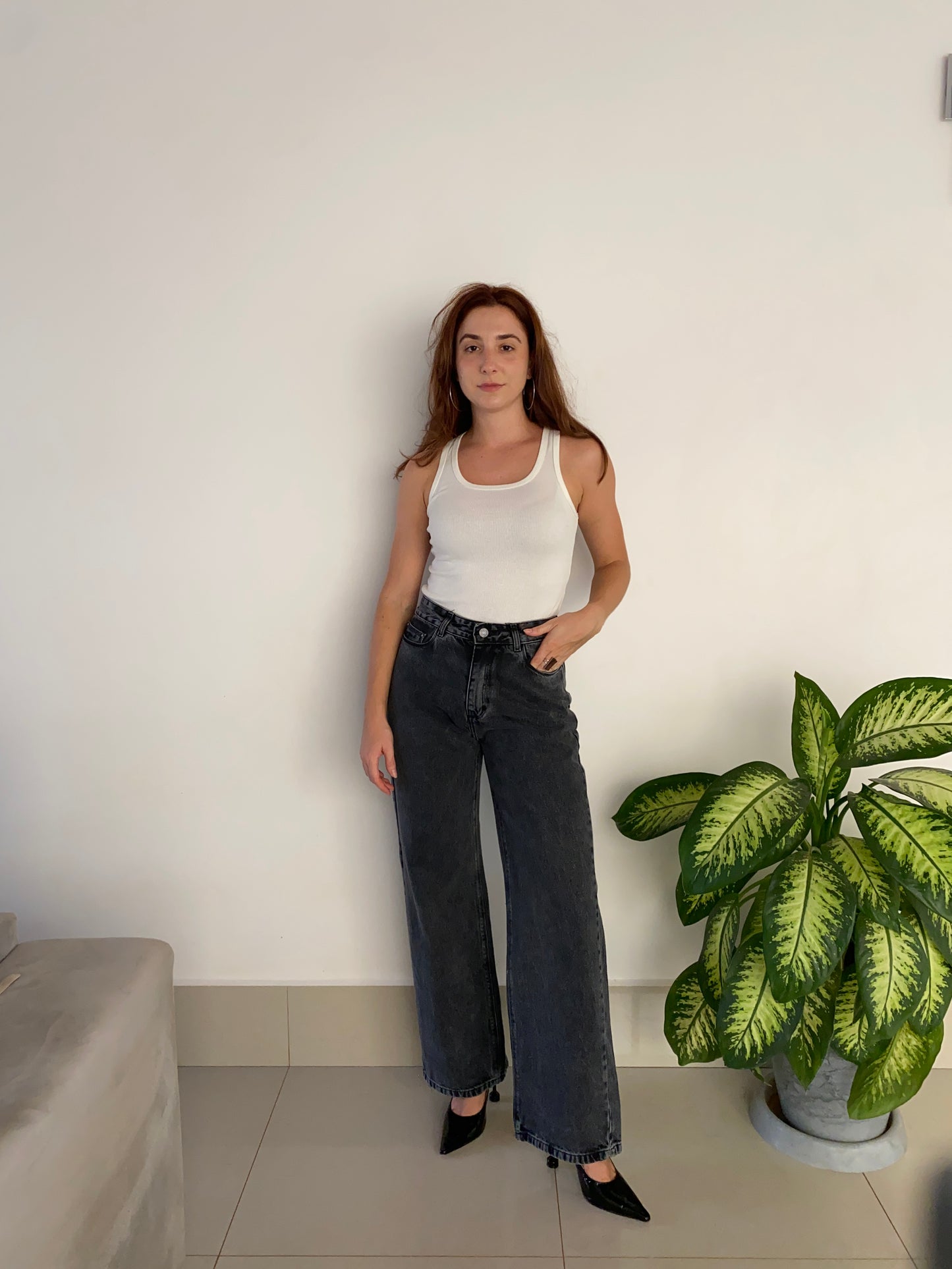 Jeans Wide Leg - Preto