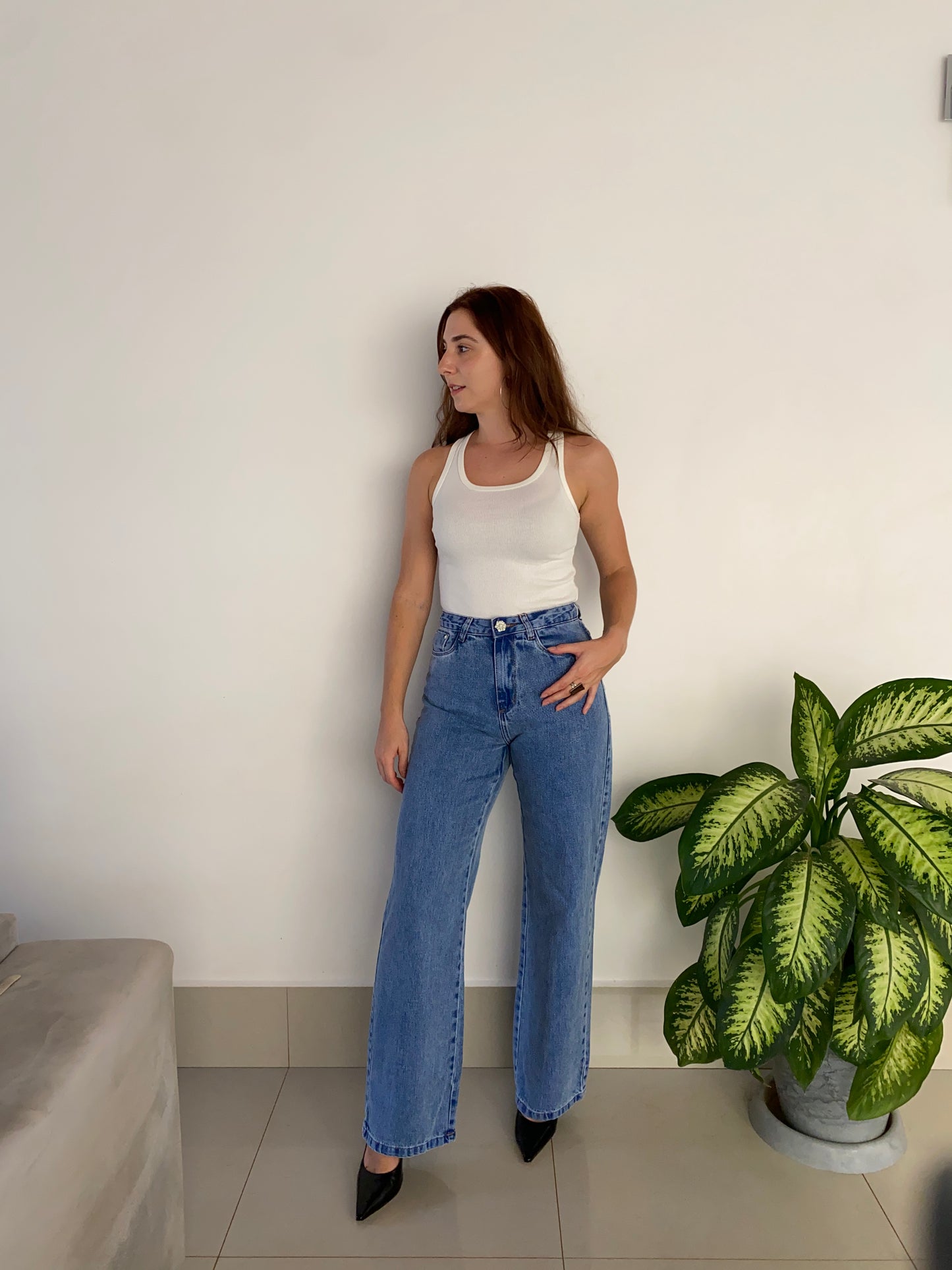 Jeans Wide Leg - 100% Algodão