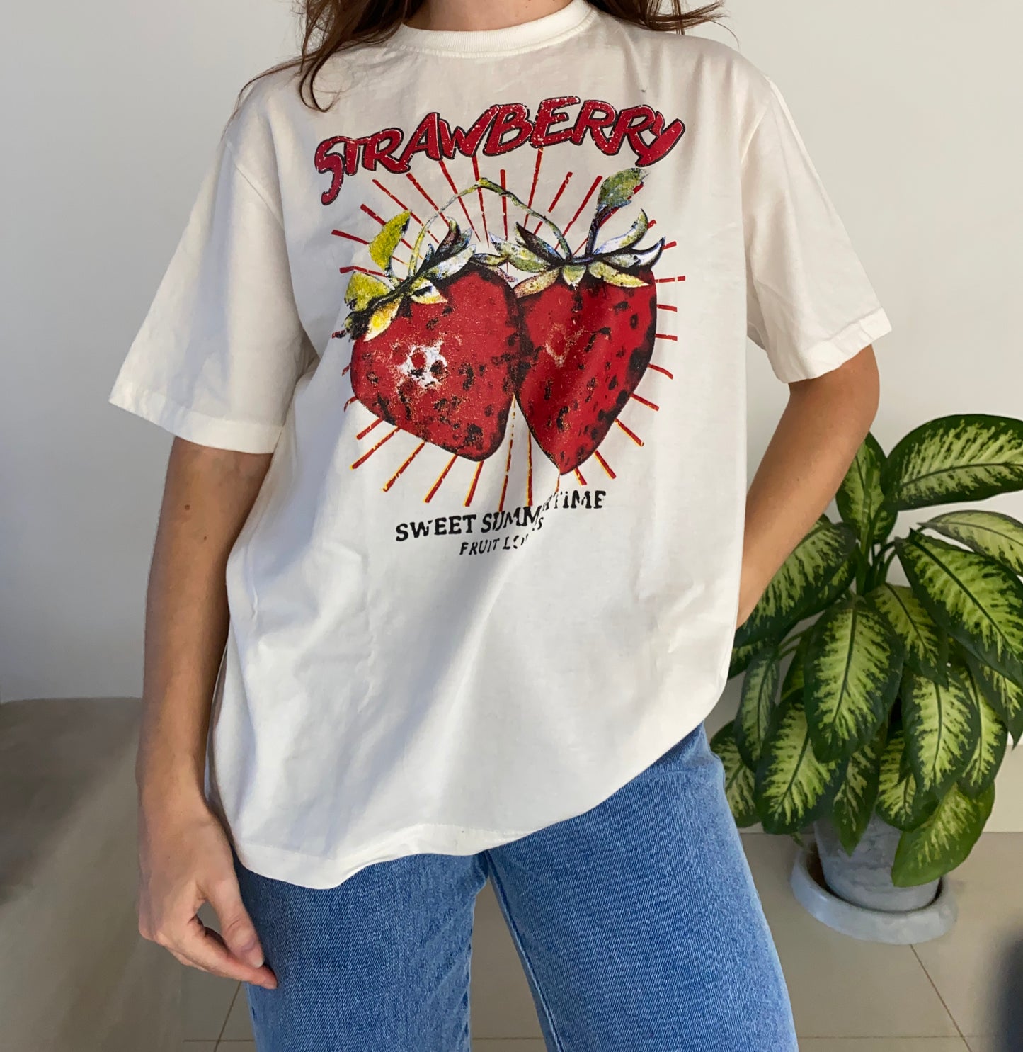 T-shirt oversized - Morango