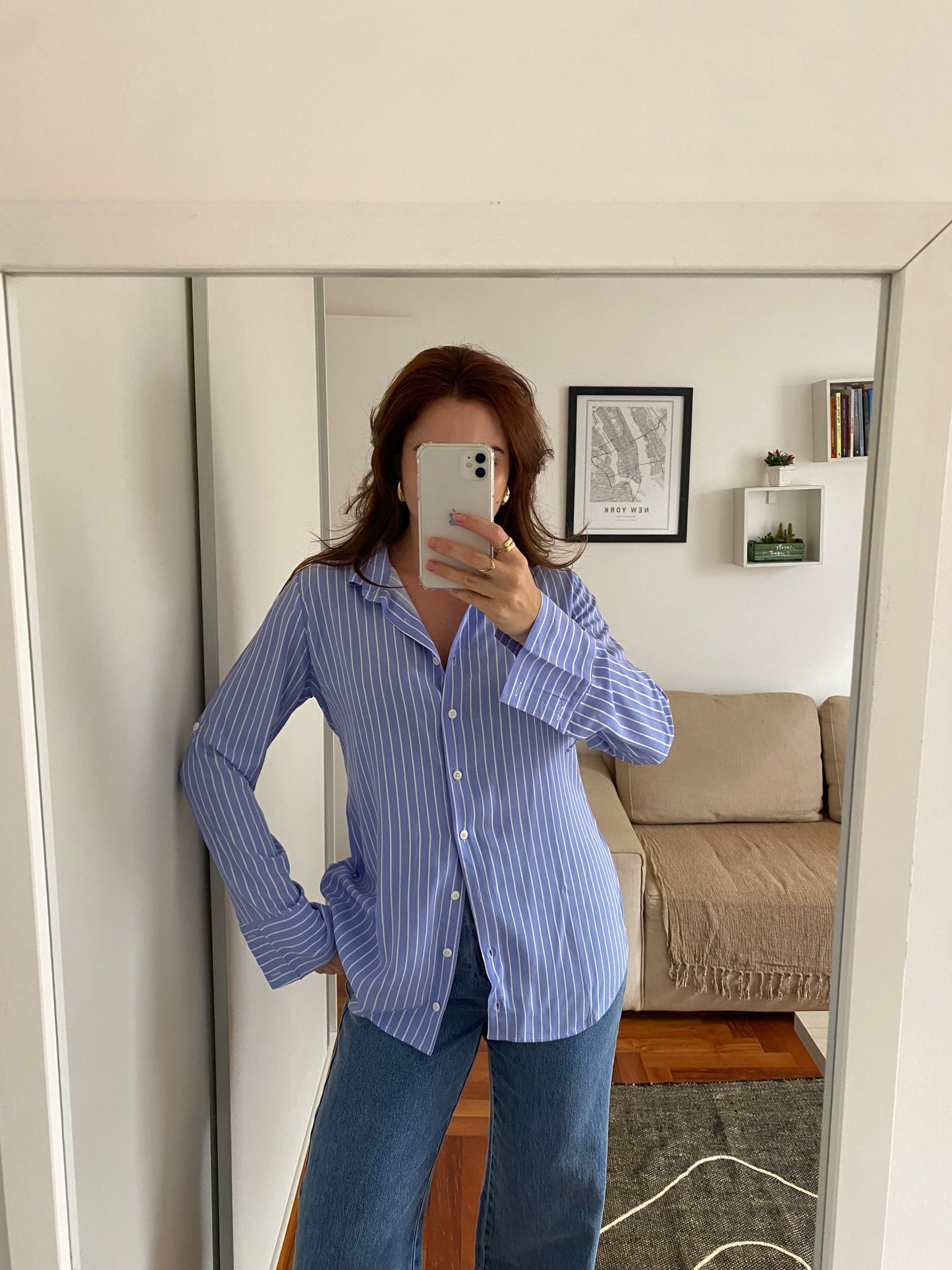 Camisa em viscose - Azul