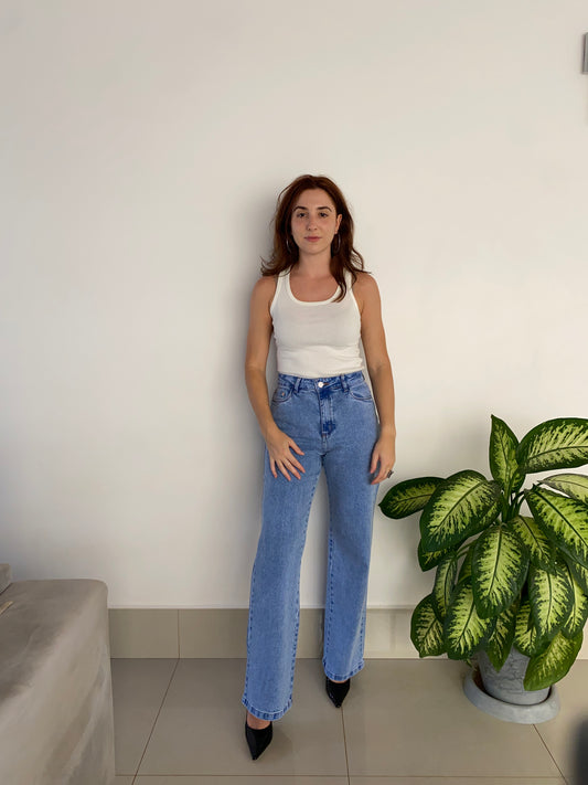 Jeans Wide Leg - Com elastano