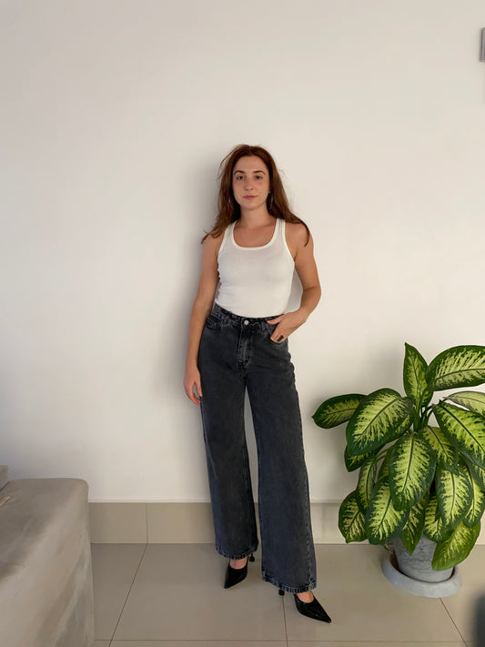 Jeans Wide Leg - Preto