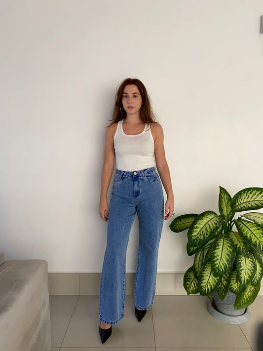 Jeans Wide Leg - 100% Algodão